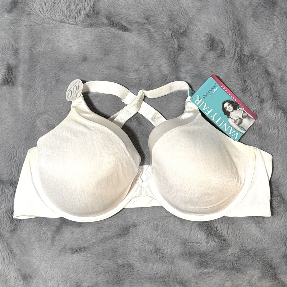 Vanity Fairr full coverage criss cross to halter no poke bra.